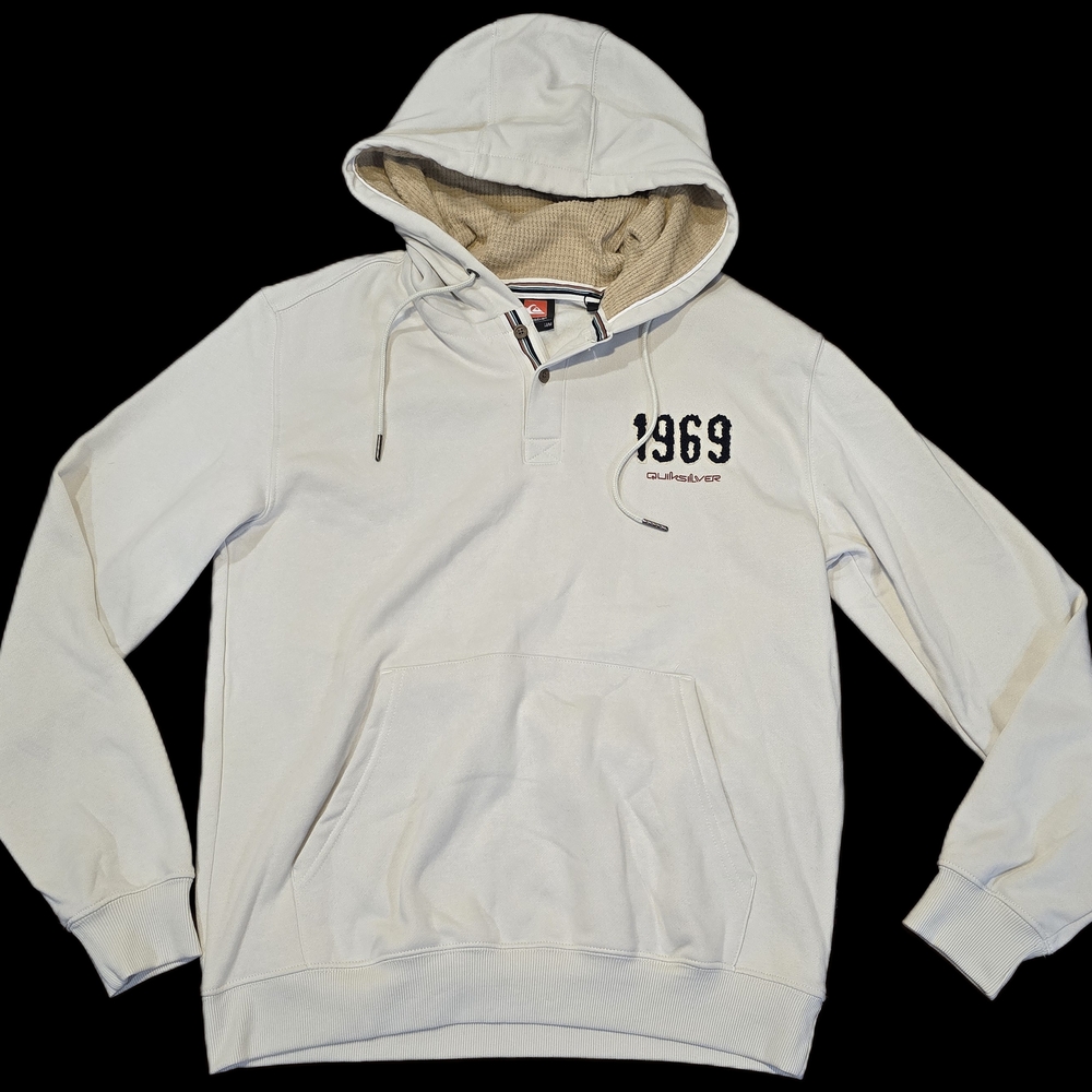Quicksilver 1969 Men's Hoodie in Tan color w/ textured contrasting hood